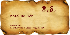 Máté Belián névjegykártya